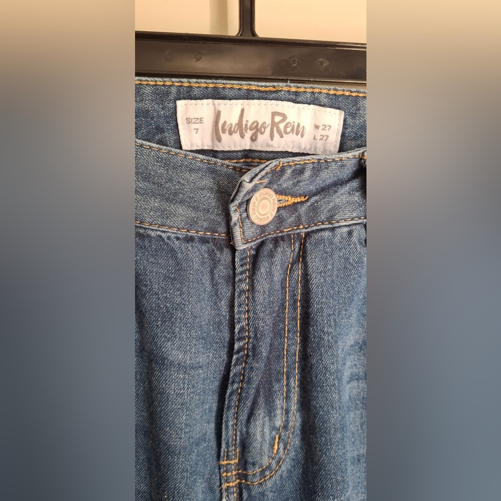 Indigo rain barrel Blue Denim Jeans sz 7 casual school office boho - Picture 6 of 8